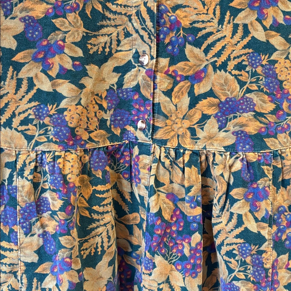 Vintage Eddie Bauer Corduroy Floral & Berry Long Sleeve RARE Dress Size XL - Picture 4 of 8